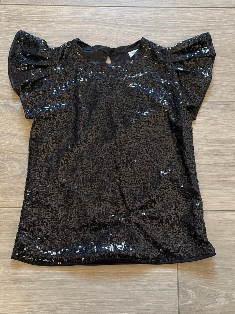 Black Sequin Short-Sleeve Women’s Top